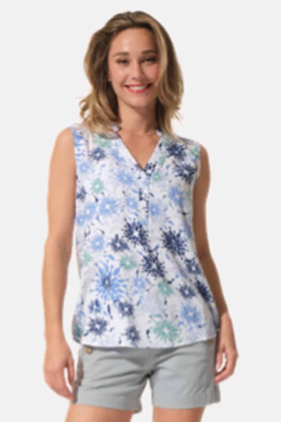 Bay : navy Hublot flowing top Baie : top fluide Hublot mode marine