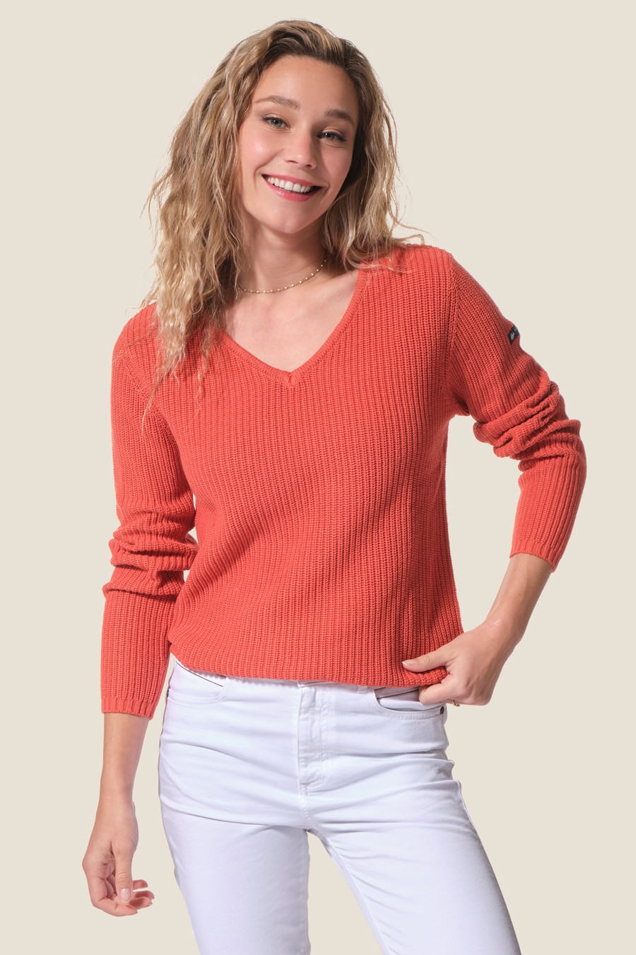 Pivoine : Hublot navy V-neck jumper Pivoine : pull col V Hublot mode marine